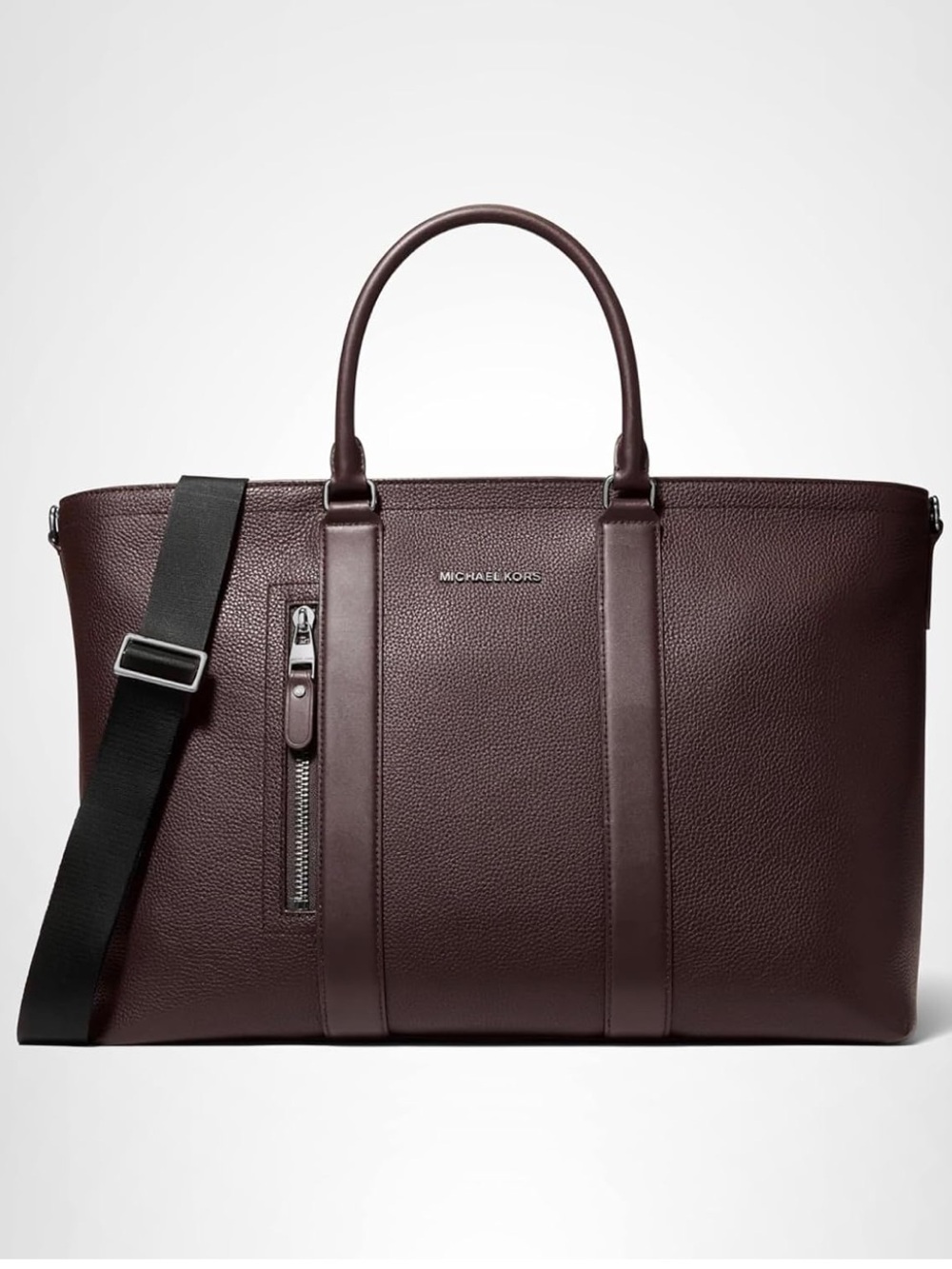 New Michael Kors Hudson Getaway Pebbled Leather Tote Bag - Chocolate